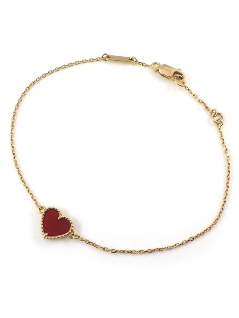 Van Cleef & Arpels Bracelet Sweet Alhambra Heart Carnelian 18k Yellow Gold